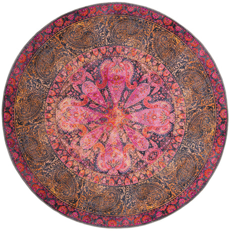 Pink 7' 3 x 7' 3 Mangata Washable Round Rug