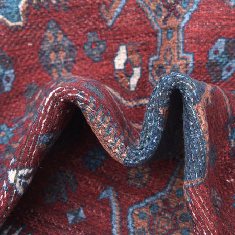 Washable Red and Blue 5' 3 x 5' 3 Mangata Washable Square Area Rug Easy to Clean Stain Resistant & Durable Chenille Traditional Vintage Distressed Carpet for Sale at Rug Engine