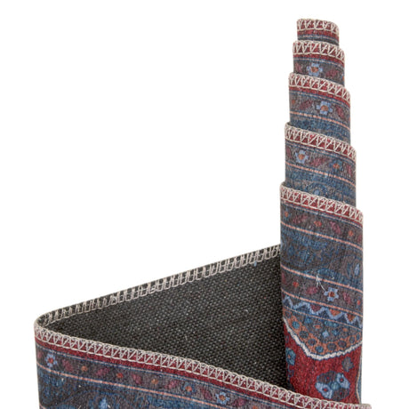 Washable Red and Blue 7' 3 x 7' 3 Mangata Round Area Rug Easy to Clean Stain Resistant & Durable Chenille Traditional Vintage Distressed Carpet for Sale at Rug Engine