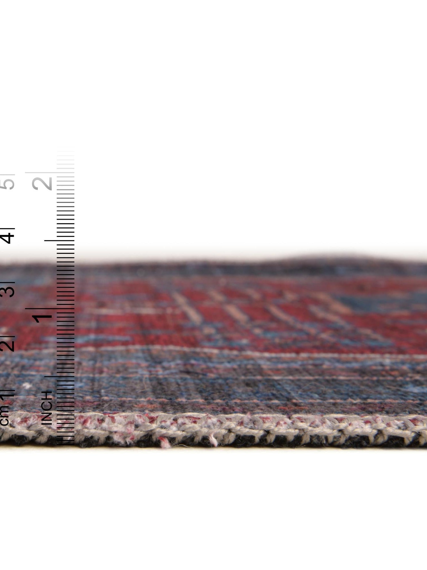 Washable Red and Blue 2' 7 x 13' Mangata Runner Area Rug Easy to Clean Stain Resistant & Durable Chenille Traditional Vintage Distressed Carpet for Sale at Rug Engine