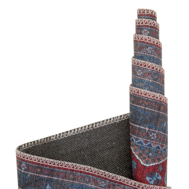 Washable Red and Blue 2' x 6' Mangata Washable Runner Area Rug Easy to Clean Stain Resistant & Durable Chenille Traditional Vintage Distressed Carpet for Sale at Rug Engine
