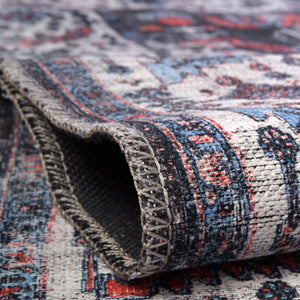 Washable Black 10' 6 x 13' Mangata Rectangle Area Rug Easy to Clean Stain Resistant & Durable Chenille Traditional Vintage Distressed Carpet for Sale at Rug Engine