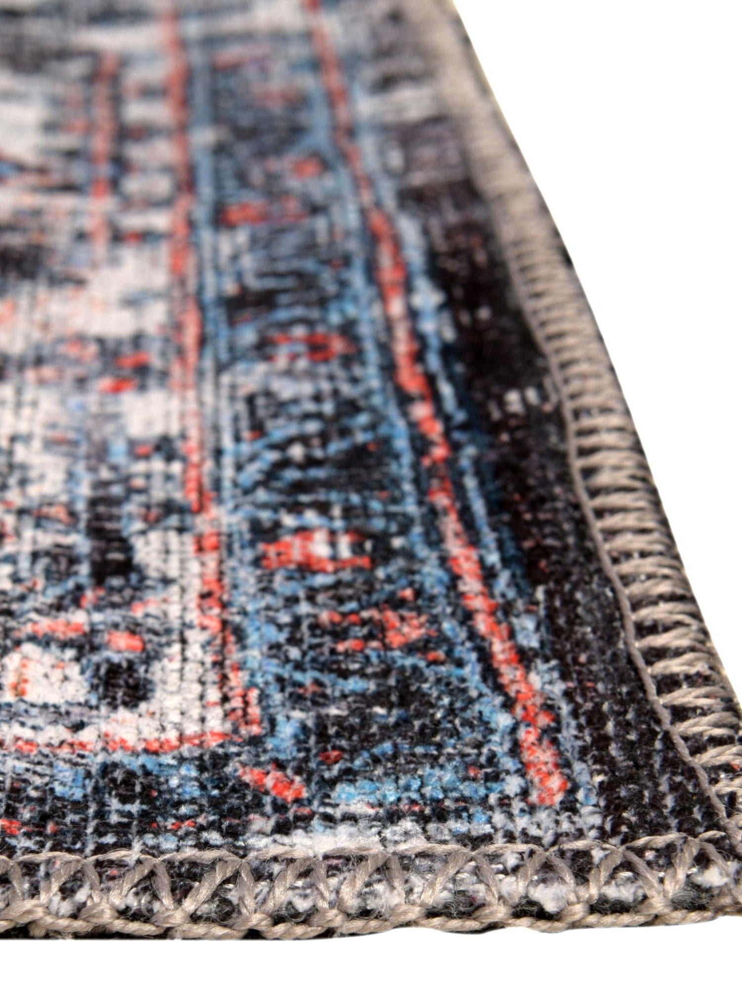 Washable Black 7' 10 x 10' Mangata Rectangle Area Rug Easy to Clean Stain Resistant & Durable Chenille Traditional Vintage Distressed Carpet for Sale at Rug Engine