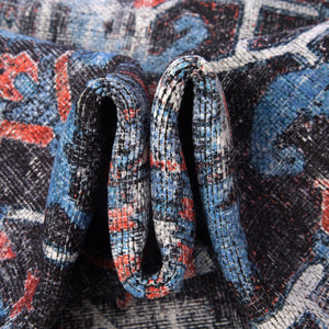 Black 5' 3 x 8' Mangata Washable Rectangle Rug