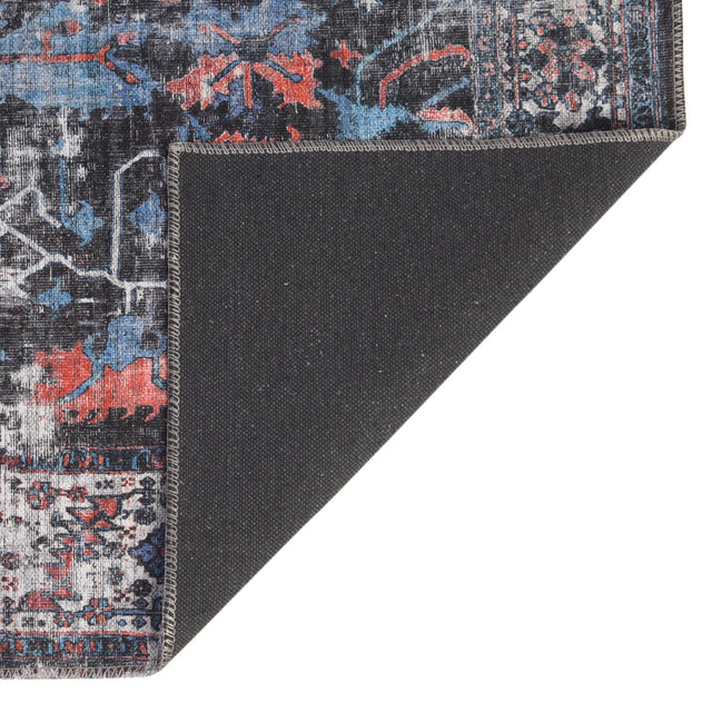 Washable Black 9' 2 x 12' Mangata Rectangle Area Rug Easy to Clean Stain Resistant & Durable Chenille Traditional Vintage Distressed Carpet for Sale at Rug Engine