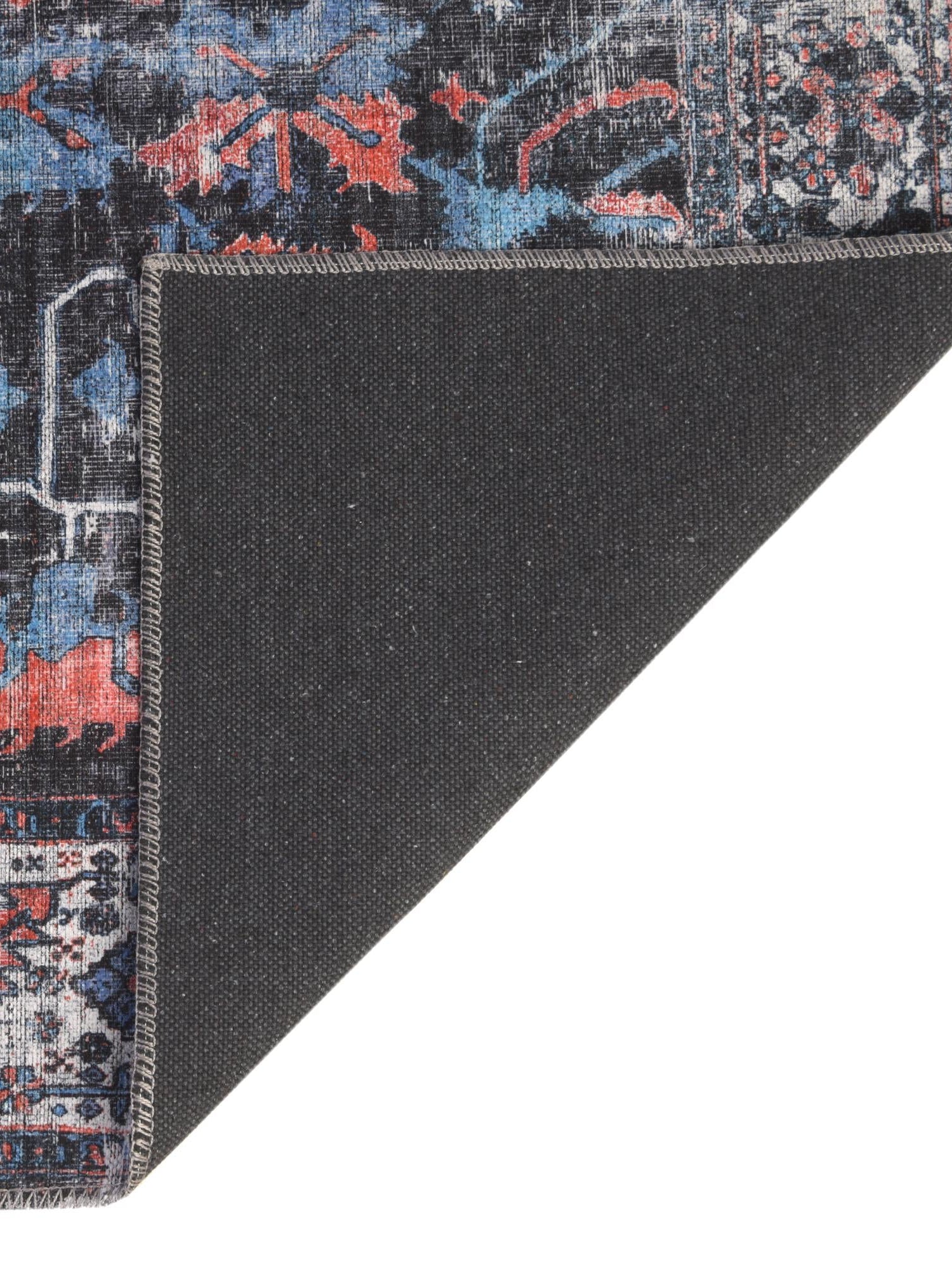 Washable Black 7' 10 x 10' Mangata Rectangle Area Rug Easy to Clean Stain Resistant & Durable Chenille Traditional Vintage Distressed Carpet for Sale at Rug Engine