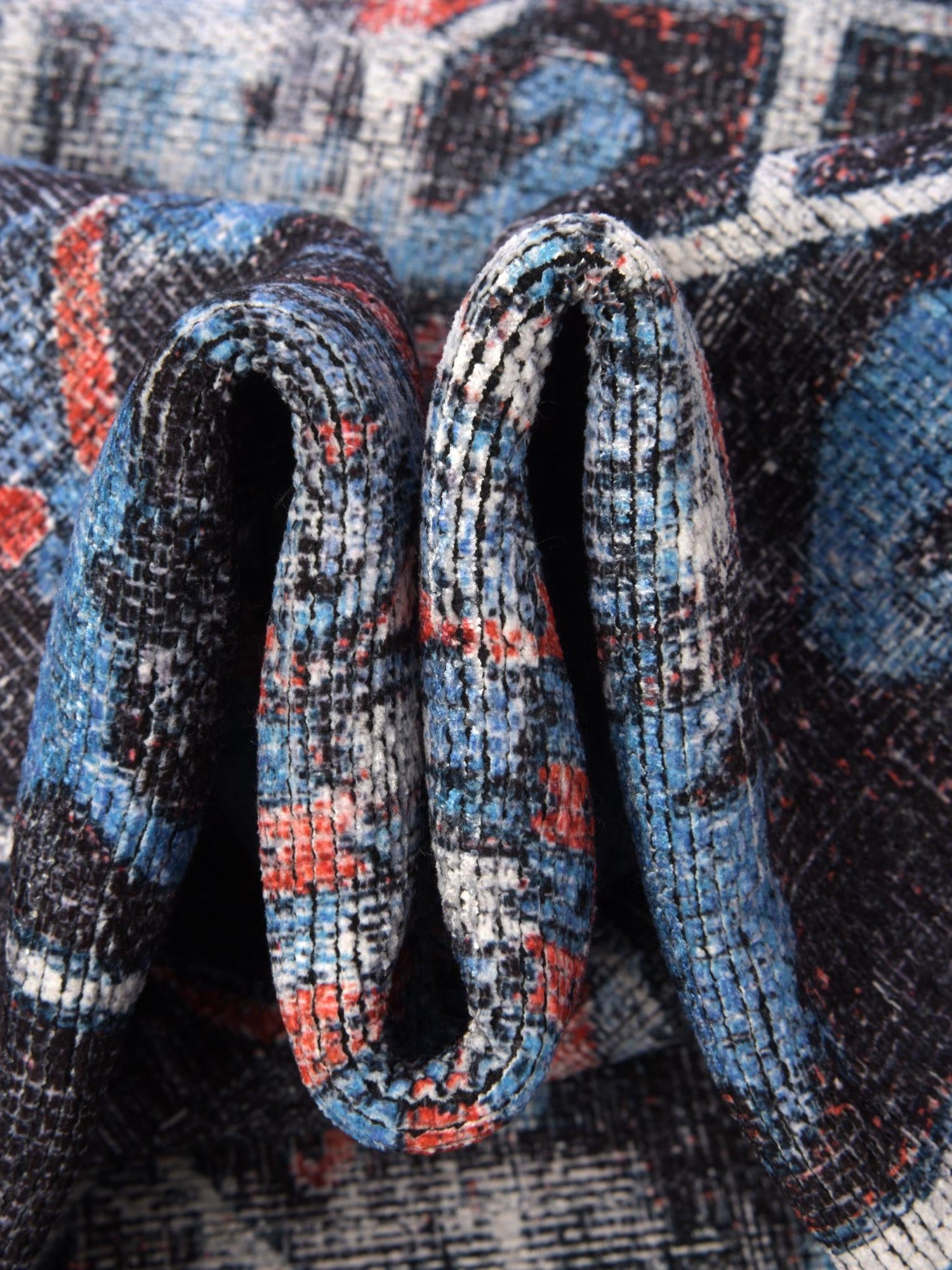 Washable Black 2' 7 x 13' Mangata Runner Area Rug Easy to Clean Stain Resistant & Durable Chenille Traditional Vintage Distressed Carpet for Sale at Rug Engine