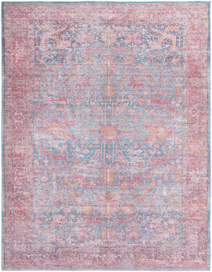 Washable Antique Blue 10' 6 x 13' Mangata Rectangle Area Rug Easy to Clean Stain Resistant & Durable Chenille Traditional Vintage Distressed Carpet for Sale at Rug Engine