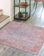 Washable Antique Blue 7' 10 x 7' 10 Mangata Square Area Rug Easy to Clean Stain Resistant & Durable Chenille Traditional Vintage Distressed Carpet for Sale at Rug Engine