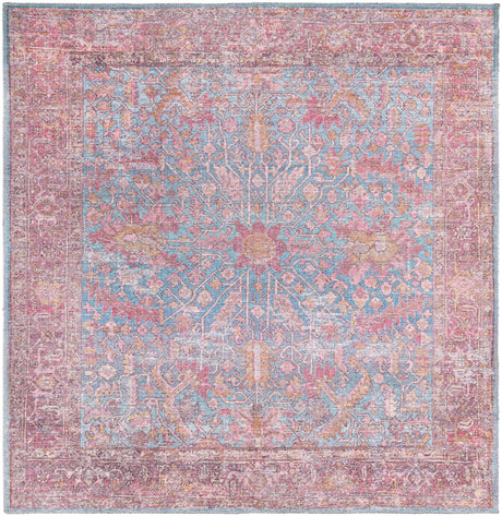 Antique Blue 5' 3 x 5' 3 Mangata Washable Square Rug