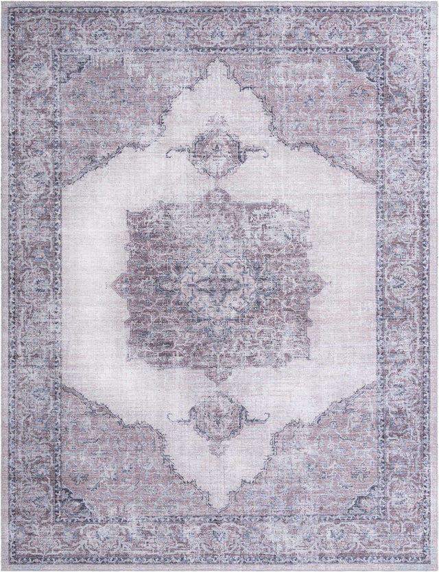 Washable Ivory and Gray 9' 2 x 12' Mangata Rectangle Area Rug Easy to Clean Stain Resistant & Durable Chenille Traditional Vintage Distressed Carpet for Sale at Rug Engine