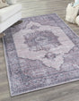 Washable Ivory and Gray 5' 11 x 9' Mangata Rectangle Area Rug Easy to Clean Stain Resistant & Durable Chenille Traditional Vintage Distressed Carpet for Sale at Rug Engine