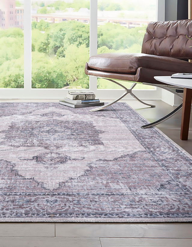 Washable Ivory and Gray 3' 11 x 6' Mangata Rectangle Area Rug Easy to Clean Stain Resistant & Durable Chenille Traditional Vintage Distressed Carpet for Sale at Rug Engine