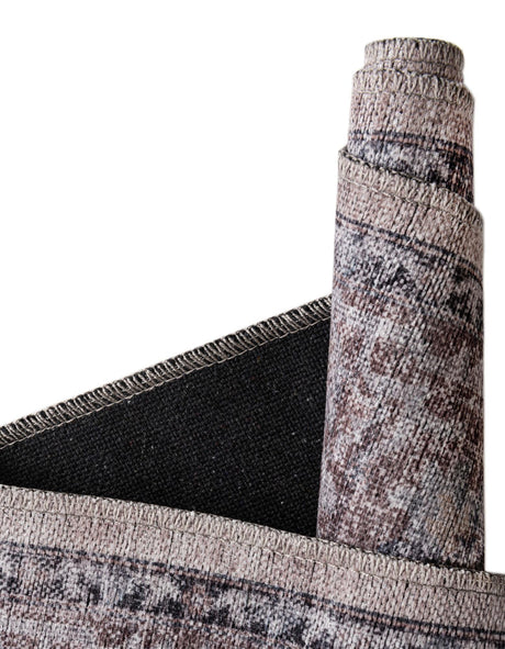 Washable Ivory and Gray 7' 10 x 11' Mangata Rectangle Area Rug Easy to Clean Stain Resistant & Durable Chenille Traditional Vintage Distressed Carpet for Sale at Rug Engine
