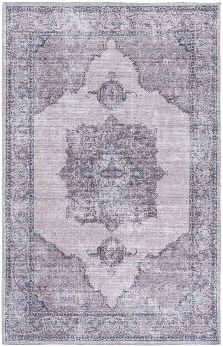 Washable Ivory and Gray 3' 11 x 6' Mangata Rectangle Area Rug Easy to Clean Stain Resistant & Durable Chenille Traditional Vintage Distressed Carpet for Sale at Rug Engine