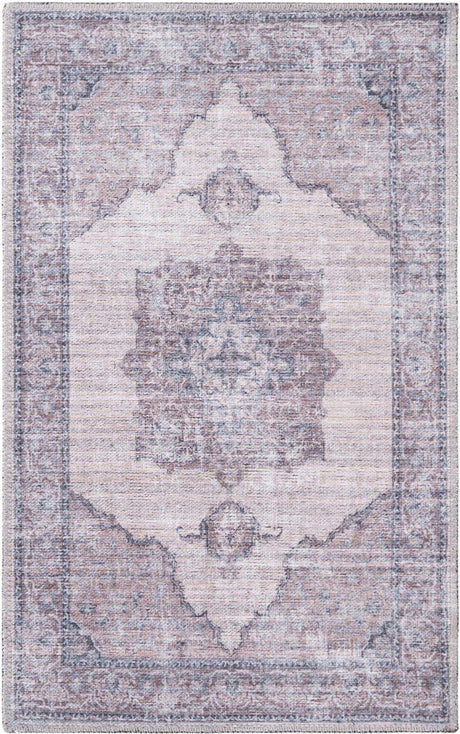 Ivory and Gray 2' x 3' Mangata Washable Rectangle Rug