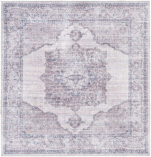 Washable Ivory and Gray 5' 3 x 5' 3 Mangata Square Area Rug Easy to Clean Stain Resistant & Durable Chenille Traditional Vintage Distressed Carpet for Sale at Rug Engine