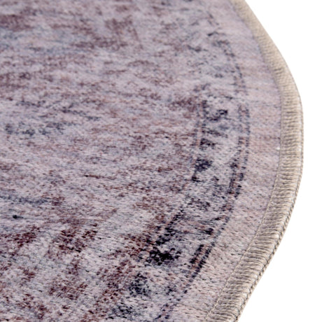 Washable Ivory and Gray 7' 3 x 7' 3 Mangata Washable Round Area Rug Easy to Clean Stain Resistant & Durable Chenille Traditional Vintage Distressed Carpet for Sale at Rug Engine