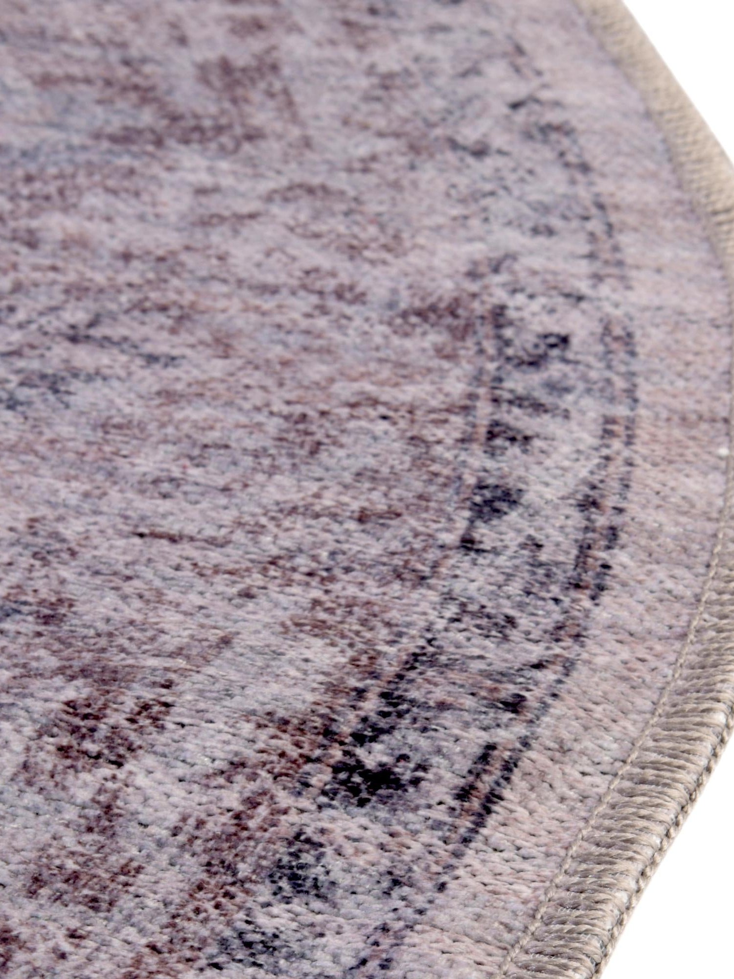 Washable Ivory and Gray 5' 3 x 5' 3 Mangata Round Area Rug Easy to Clean Stain Resistant & Durable Chenille Traditional Vintage Distressed Carpet for Sale at Rug Engine