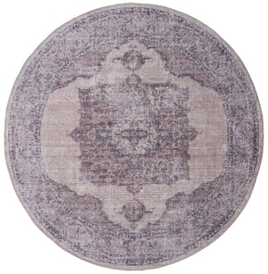 Washable Ivory and Gray 7' 3 x 7' 3 Mangata Washable Round Area Rug Easy to Clean Stain Resistant & Durable Chenille Traditional Vintage Distressed Carpet for Sale at Rug Engine
