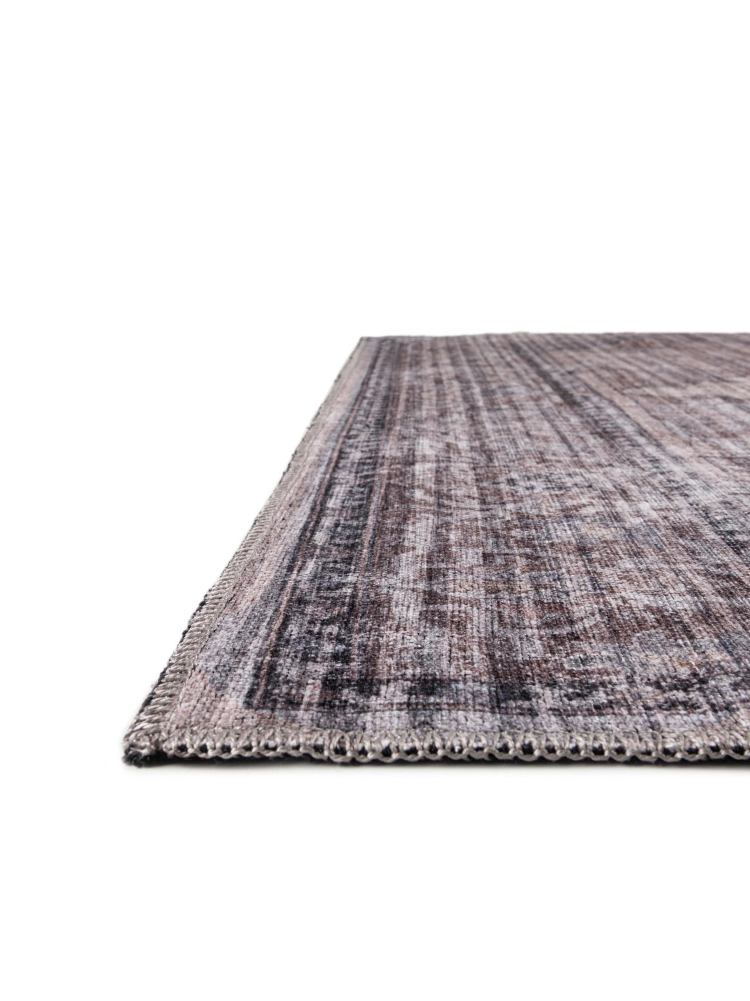 Washable Ivory and Gray 2' x 6' Mangata Washable Runner Area Rug Easy to Clean Stain Resistant & Durable Chenille Traditional Vintage Distressed Carpet for Sale at Rug Engine