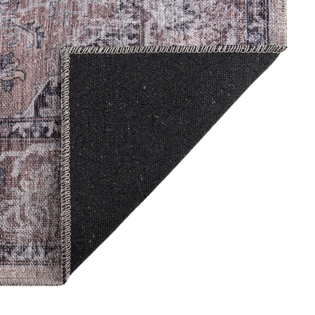 Washable Ivory and Gray 2' x 6' Mangata Washable Runner Area Rug Easy to Clean Stain Resistant & Durable Chenille Traditional Vintage Distressed Carpet for Sale at Rug Engine