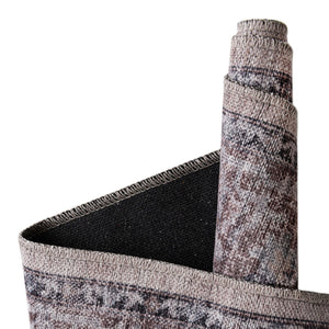 Washable Ivory and Gray 2' 7 x 16' 5 Mangata Runner Area Rug Easy to Clean Stain Resistant & Durable Chenille Traditional Vintage Distressed Carpet for Sale at Rug Engine