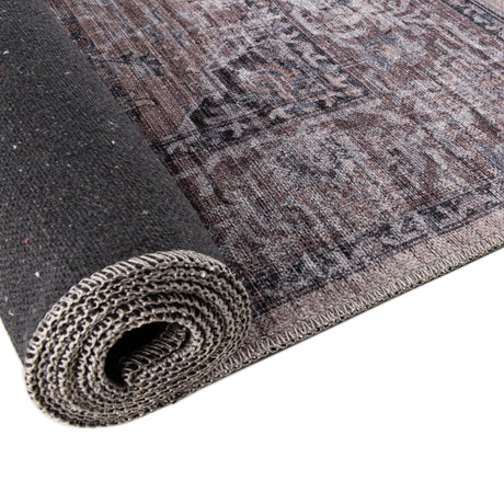 Washable Ivory and Gray 2' 7 x 16' 5 Mangata Runner Area Rug Easy to Clean Stain Resistant & Durable Chenille Traditional Vintage Distressed Carpet for Sale at Rug Engine