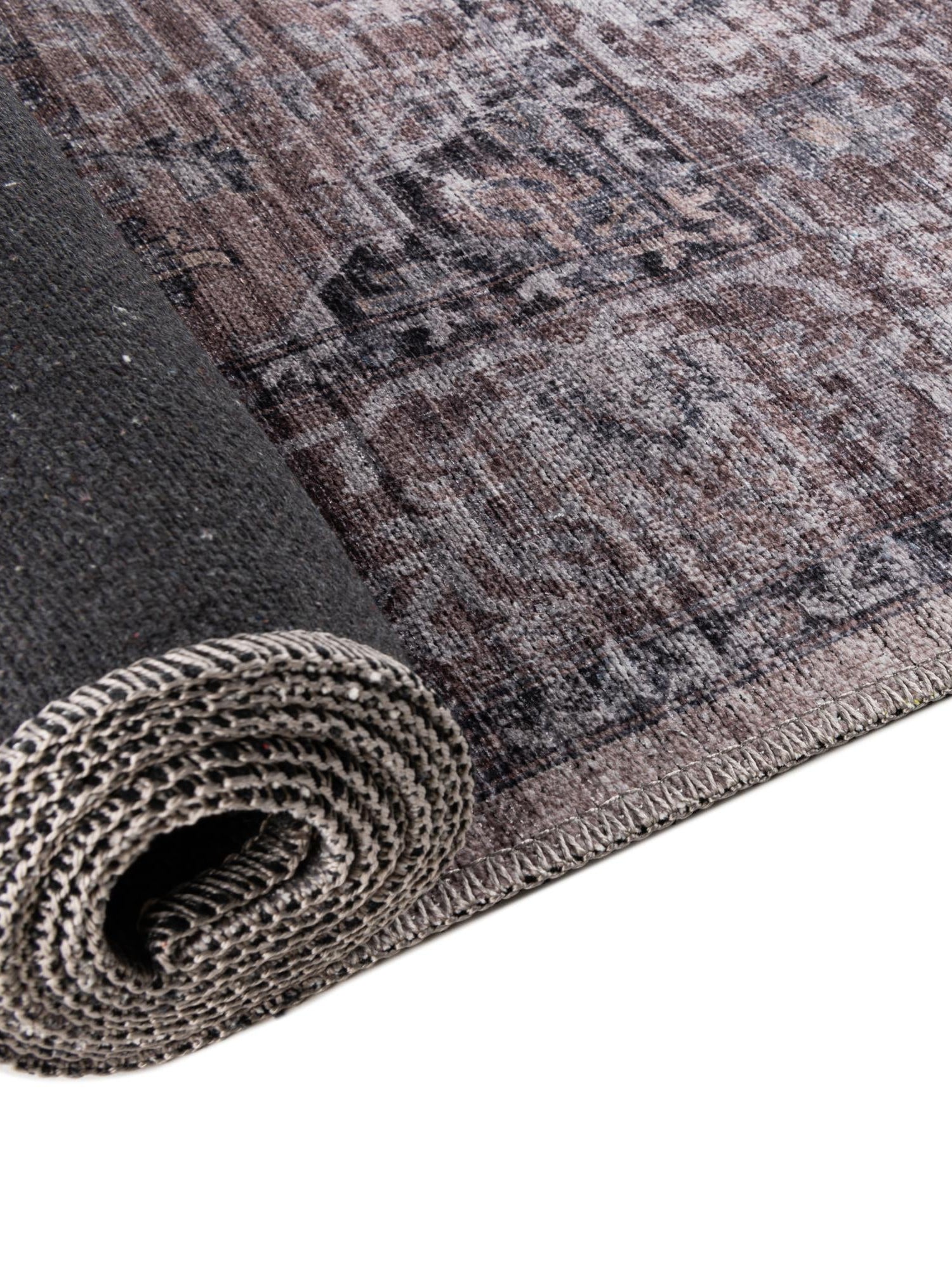 Washable Ivory and Gray 2' 7 x 12' Mangata Runner Area Rug Easy to Clean Stain Resistant & Durable Chenille Traditional Vintage Distressed Carpet for Sale at Rug Engine