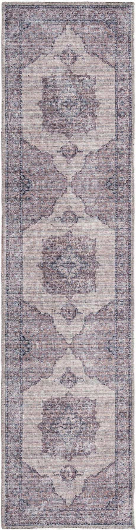 Washable Ivory and Gray 2' x 7' 10 Mangata Runner Area Rug Easy to Clean Stain Resistant & Durable Chenille Traditional Vintage Distressed Carpet for Sale at Rug Engine