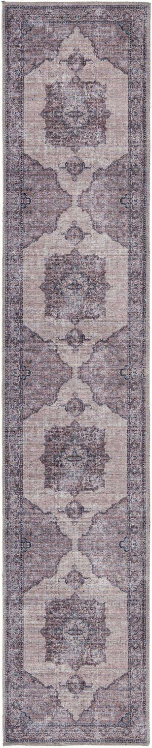 Washable Ivory and Gray 2' x 10' Mangata Runner Area Rug Easy to Clean Stain Resistant & Durable Chenille Traditional Vintage Distressed Carpet for Sale at Rug Engine