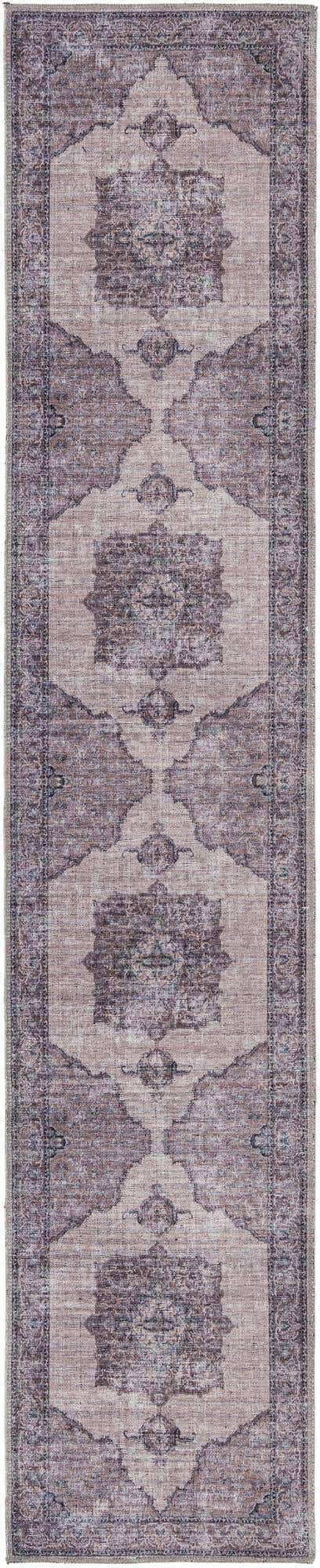 Washable Ivory and Gray 2' x 10' Mangata Runner Area Rug Easy to Clean Stain Resistant & Durable Chenille Traditional Vintage Distressed Carpet for Sale at Rug Engine