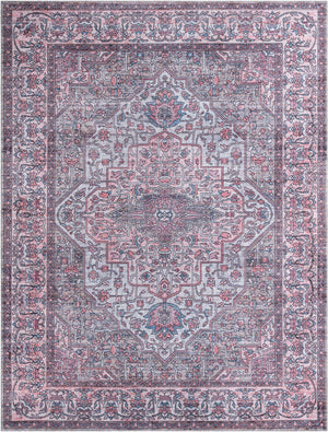 Washable Beige and pink 9' 2 x 12' Mangata Rectangle Area Rug Easy to Clean Stain Resistant & Durable Chenille Traditional Vintage Distressed Carpet for Sale at Rug Engine