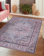 Washable Beige and pink 9' 2 x 12' Mangata Rectangle Area Rug Easy to Clean Stain Resistant & Durable Chenille Traditional Vintage Distressed Carpet for Sale at Rug Engine