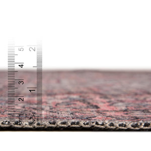 Washable Beige and pink 5' 11 x 9' Mangata Rectangle Area Rug Easy to Clean Stain Resistant & Durable Chenille Traditional Vintage Distressed Carpet for Sale at Rug Engine