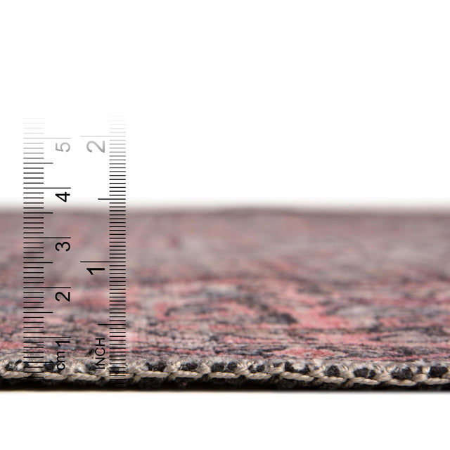 Washable Beige and pink 5' 11 x 9' Mangata Rectangle Area Rug Easy to Clean Stain Resistant & Durable Chenille Traditional Vintage Distressed Carpet for Sale at Rug Engine