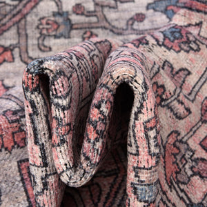 Washable Beige and pink 10' 6 x 13' Mangata Rectangle Area Rug Easy to Clean Stain Resistant & Durable Chenille Traditional Vintage Distressed Carpet for Sale at Rug Engine