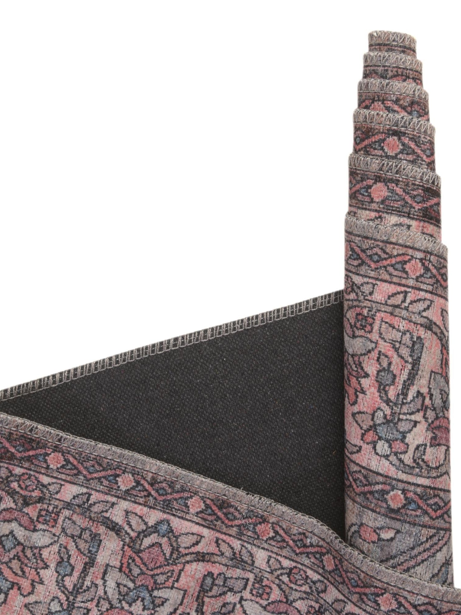 Washable Beige and pink 5' 3 x 8' Mangata Rectangle Area Rug Easy to Clean Stain Resistant & Durable Chenille Traditional Vintage Distressed Carpet for Sale at Rug Engine