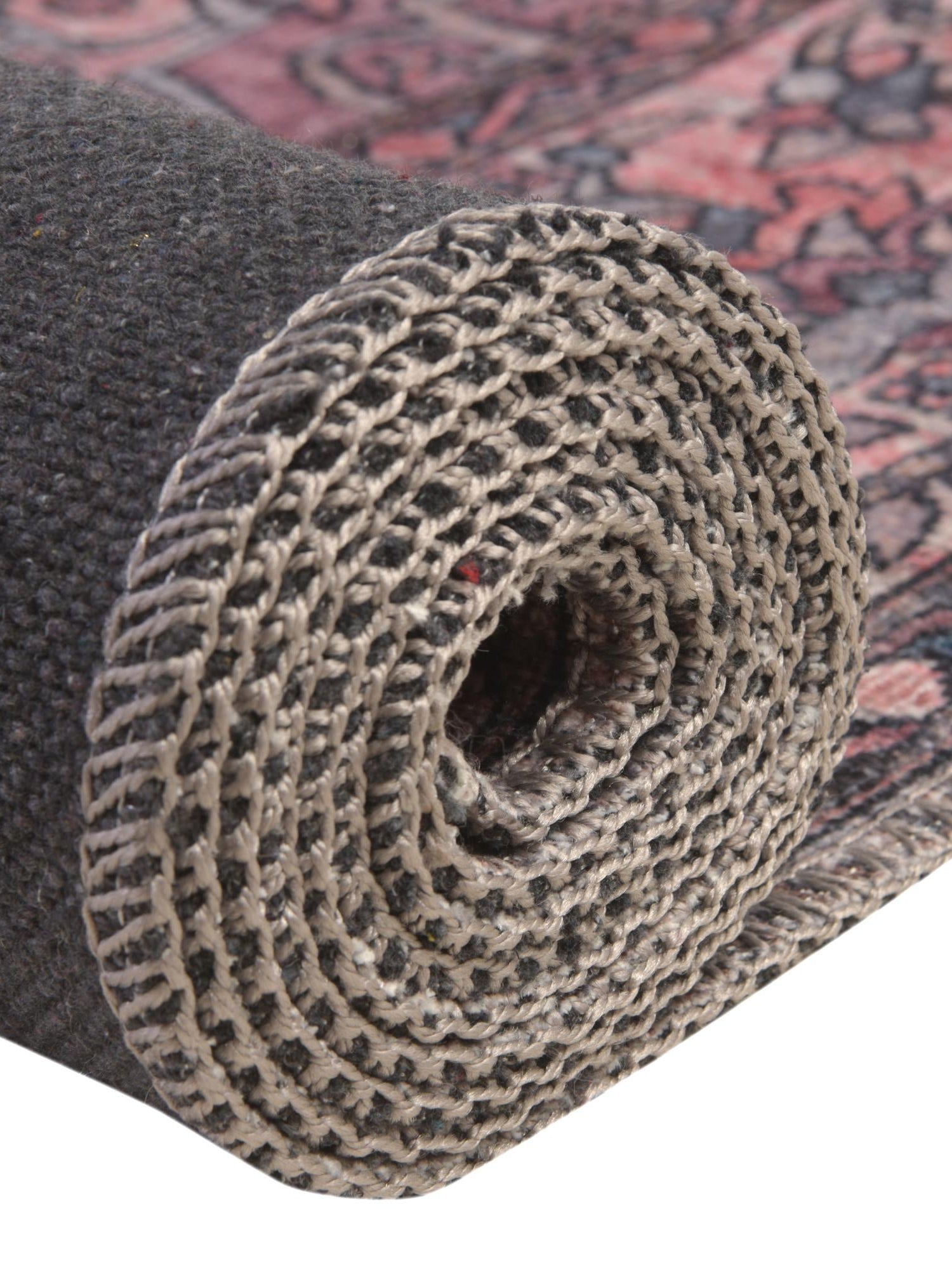 Washable Beige and pink 5' 3 x 8' Mangata Rectangle Area Rug Easy to Clean Stain Resistant & Durable Chenille Traditional Vintage Distressed Carpet for Sale at Rug Engine