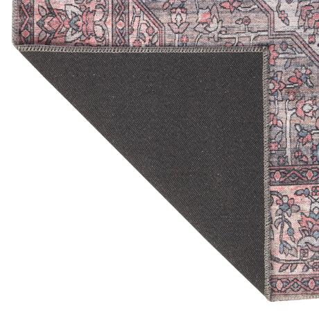 Washable Beige and pink 7' 10 x 7' 10 Mangata Square Area Rug Easy to Clean Stain Resistant & Durable Chenille Traditional Vintage Distressed Carpet for Sale at Rug Engine