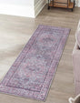 Washable Beige and pink 2' 7 x 13' Mangata Runner Area Rug Easy to Clean Stain Resistant & Durable Chenille Traditional Vintage Distressed Carpet for Sale at Rug Engine