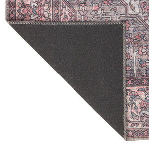 Beige and pink 2' x 10' Mangata Washable Runner Rug