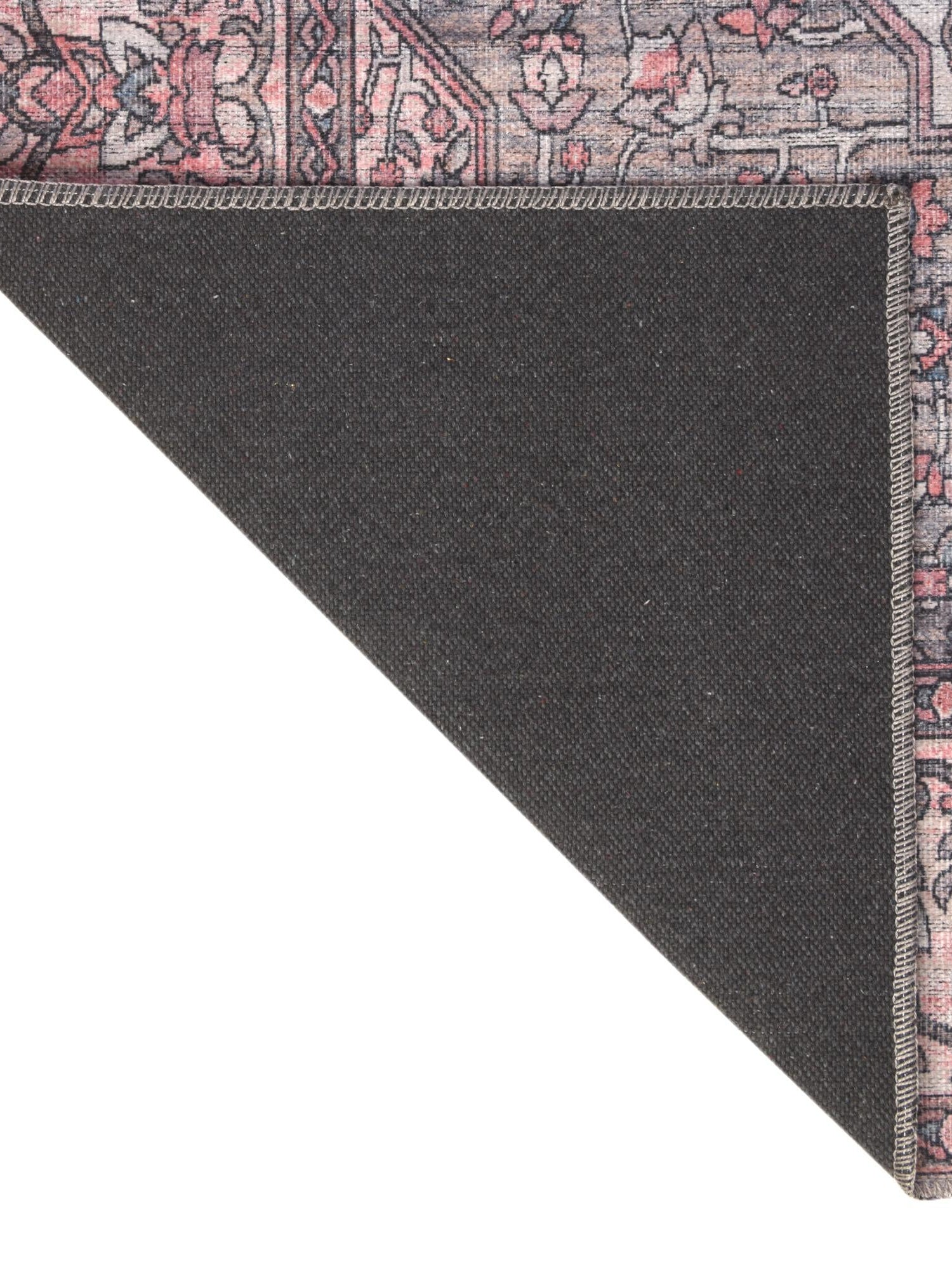 Washable Beige and pink 2' x 7' 10 Mangata Runner Area Rug Easy to Clean Stain Resistant & Durable Chenille Traditional Vintage Distressed Carpet for Sale at Rug Engine