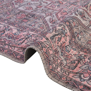 Beige and pink 2' x 10' Mangata Washable Runner Rug