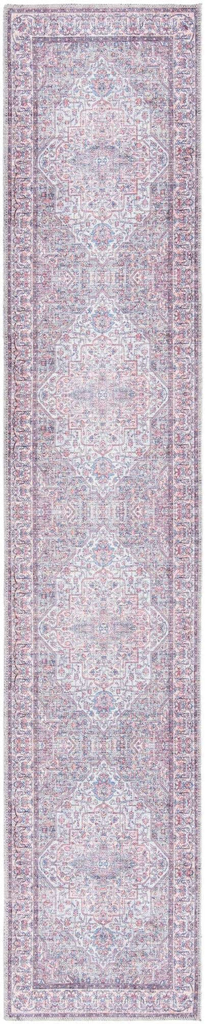 Beige and pink 2' x 10' Mangata Washable Runner Rug