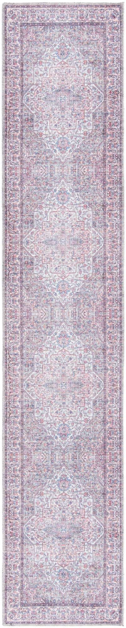 Beige and pink 2' x 10' Mangata Washable Runner Rug