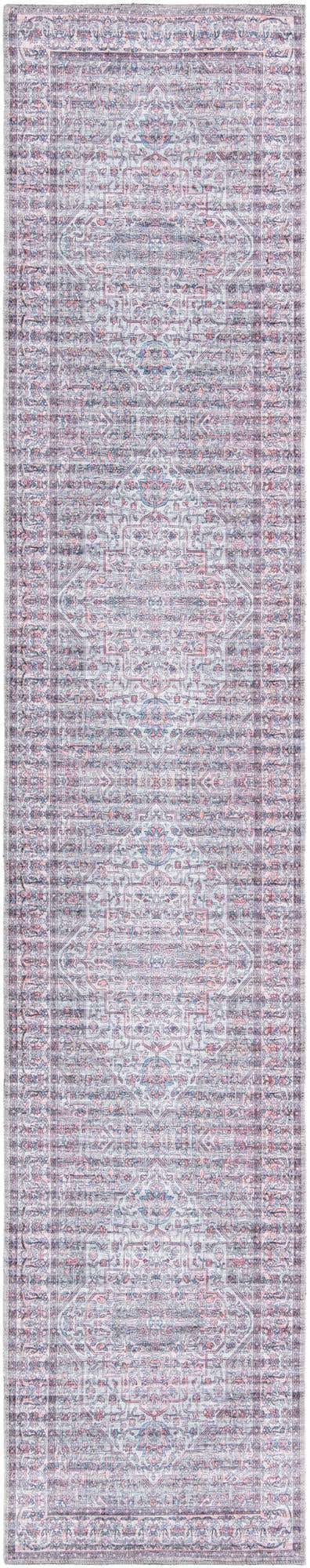 Washable Beige and pink 2' 7 x 13' Mangata Runner Area Rug Easy to Clean Stain Resistant & Durable Chenille Traditional Vintage Distressed Carpet for Sale at Rug Engine