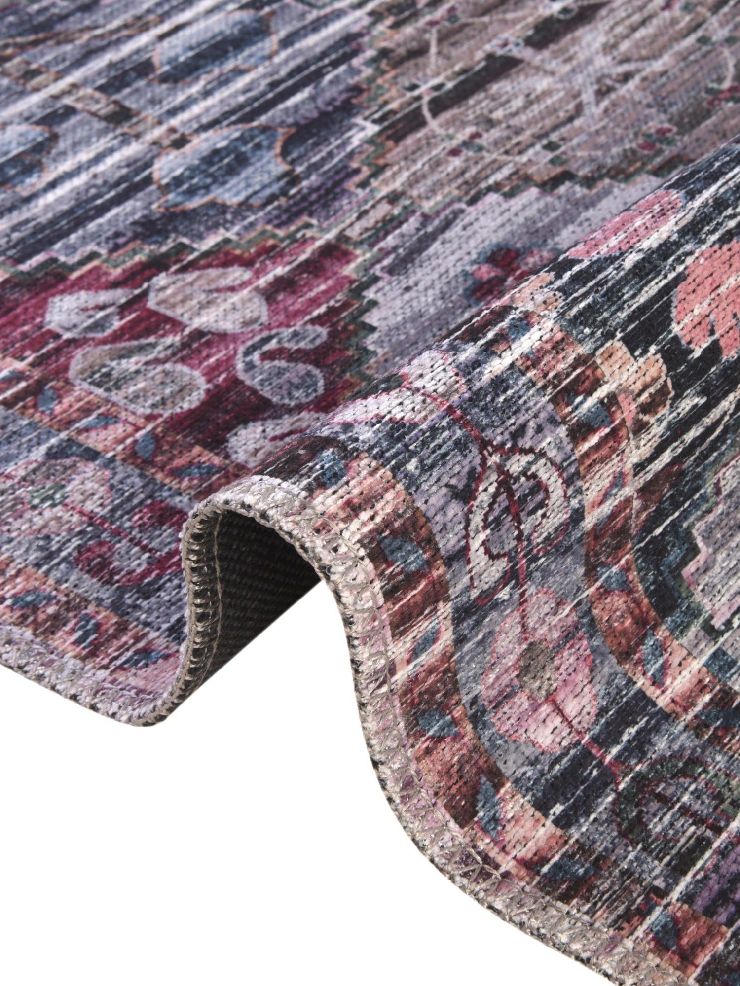 Washable Multicolor 5' 11 x 9' Mangata Rectangle Area Rug Easy to Clean Stain Resistant & Durable Chenille Traditional Vintage Distressed Carpet for Sale at Rug Engine