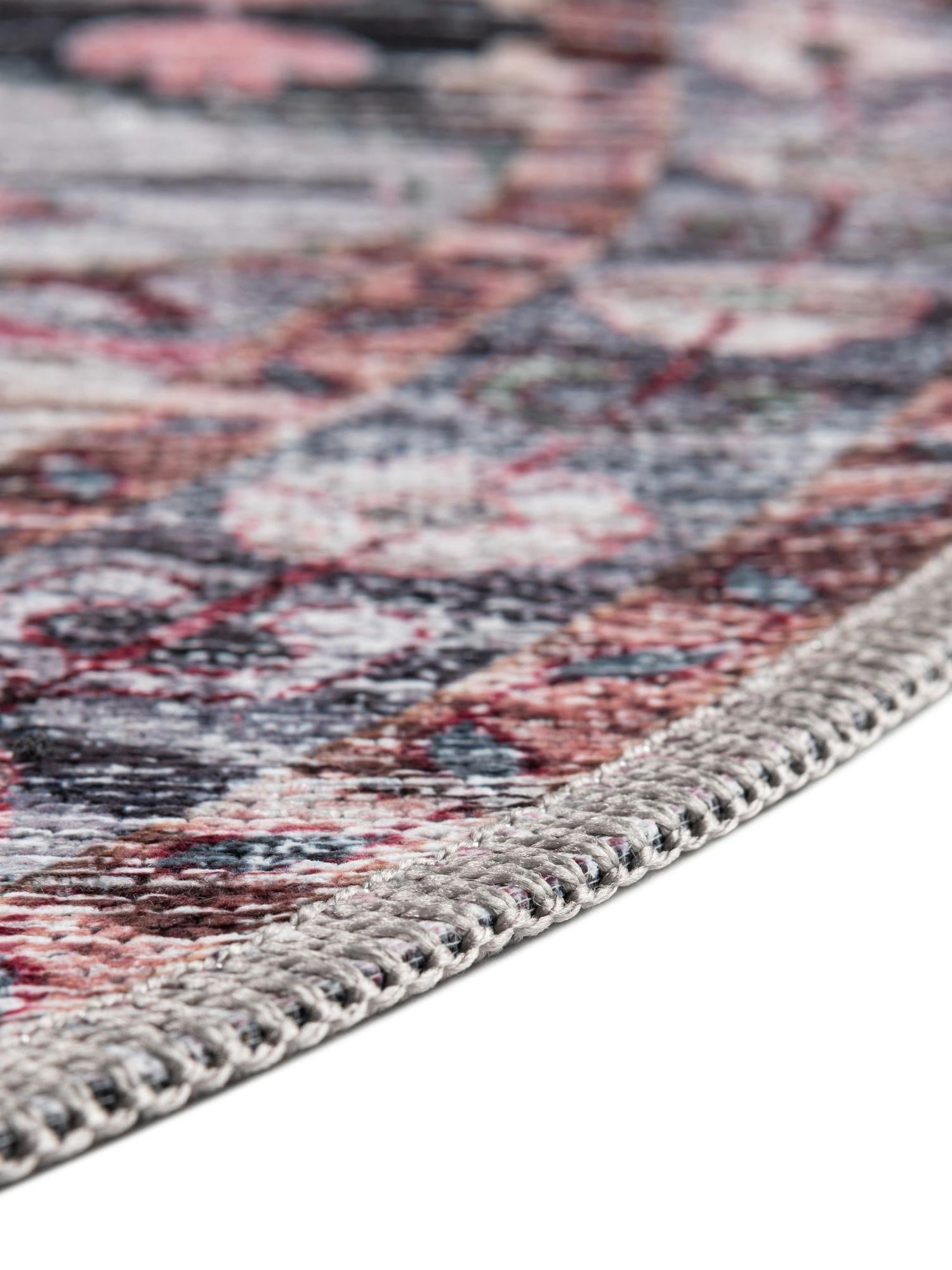 Washable Multicolor 5' 3 x 5' 3 Mangata Round Area Rug Easy to Clean Stain Resistant & Durable Chenille Traditional Vintage Distressed Carpet for Sale at Rug Engine