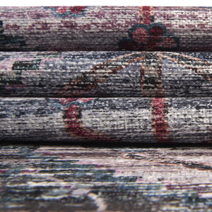 Washable Multicolor 3' 11 x 3' 11 Mangata Round Area Rug Easy to Clean Stain Resistant & Durable Chenille Traditional Vintage Distressed Carpet for Sale at Rug Engine